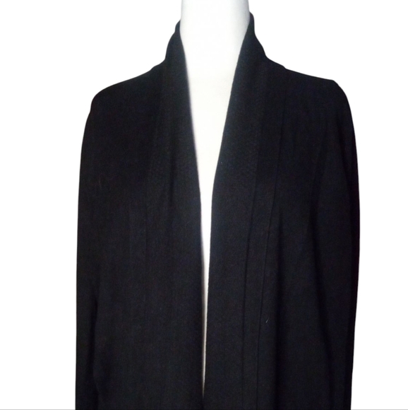 Cyrus Black Open Drape Front Cardigan Soft Nylon Blend Office Errands Size 2X - Picture 2 of 8
